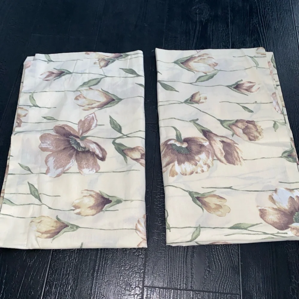 Vintage Cannon Standard Pillow‎ Shams Floral Cottage Shabby Set (2) USA Made